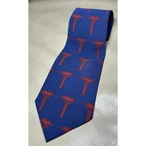 A. Roger’s Men’s Necktie Tie Blue Red Caduceus Medical Doctor Staff A1
